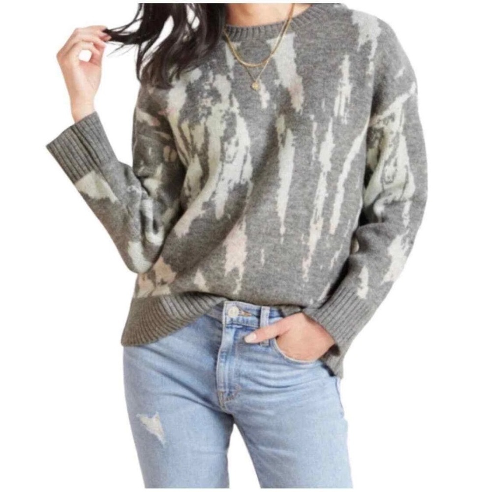 Rails Perci Tie Dye Wool Blend Cozy Crewneck Sweater Grey Pink Mint Sz XL - Picture 2 of 7